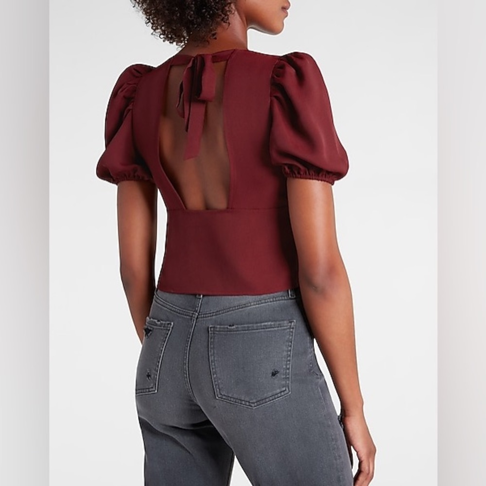Express Puff Sleeve Tie Back Top-Size XXS-NWT